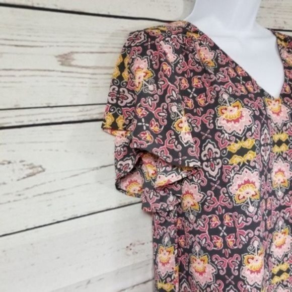 Loft Womens Short Sleeve Floral Maternity V-neck Shirt Blouse Flowy Size XS - Picture 3 of 7